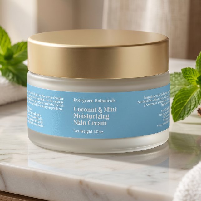 Étiquette moderne de pot de cosmétiques bleu clair (Créateur téléchargé)