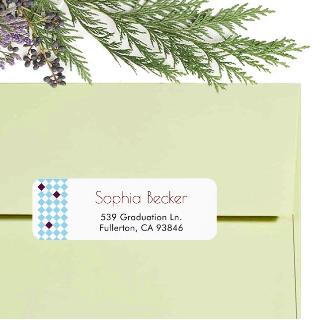 Étiquette Moderne Elegant Blue Graduation Cap Motif (Créateur téléchargé)