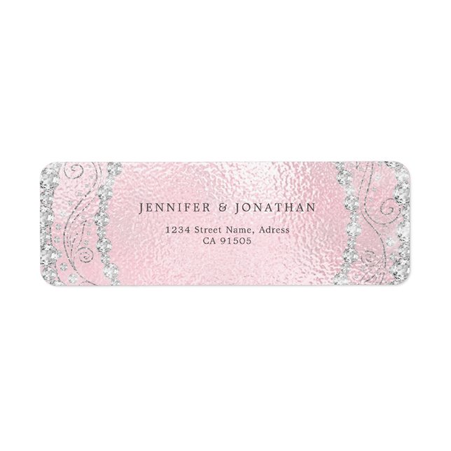 Étiquette Moderne Élégant diamant brillant Chic Rose (Devant)