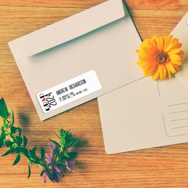 Étiquette Moderne élégant noir rouge (Créateur téléchargé)