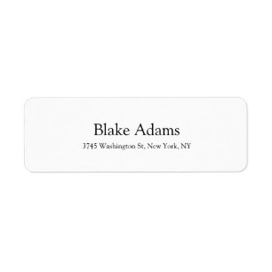 Étiquette Moderne Elegant Plain Noir & Blanc Classique