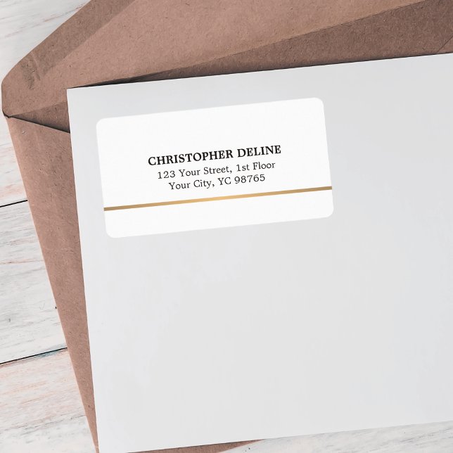 Étiquette Moderne Élégant Simple Blanc Faux Ligne Cuivre (Créateur téléchargé)