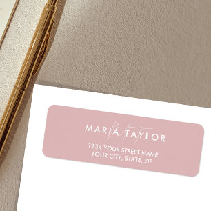 Étiquette Moderne Élégant Simple Monogramme Élégant Rose Cla