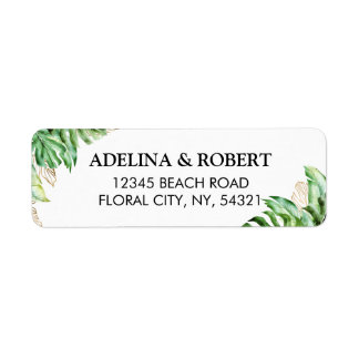 Étiquette Moderne et élégant feuille d'aquarelle tropicale v
