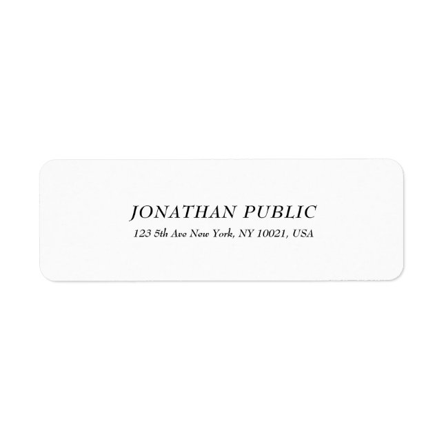 Étiquette Moderne et élégant Modèle blanc simple Professionn (Devant)