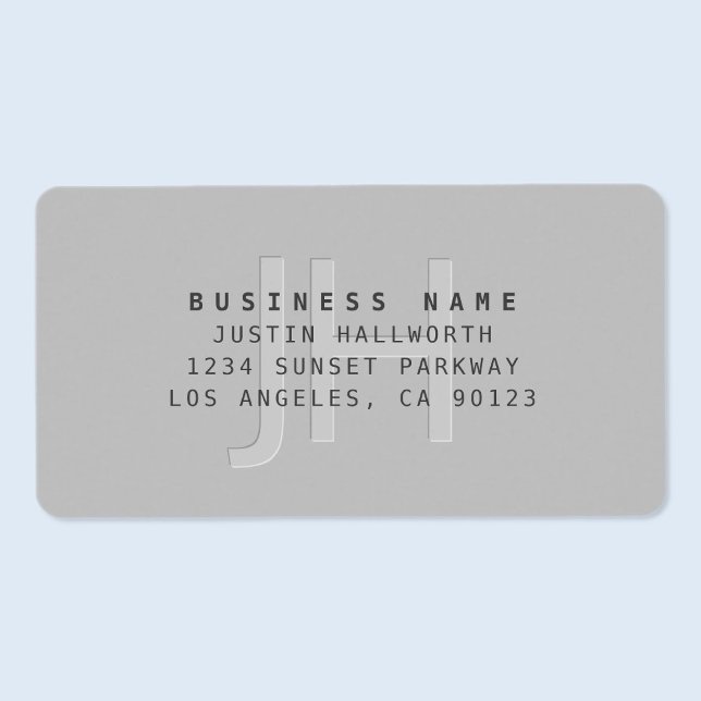 Étiquette Moderne Faux Embossés Monogramme Adresse d'entrepr (Créateur téléchargé)