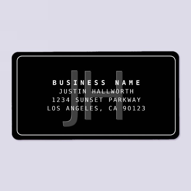 Étiquette Moderne Faux Embossés Monogramme Adresse d'entrepr (Créateur téléchargé)