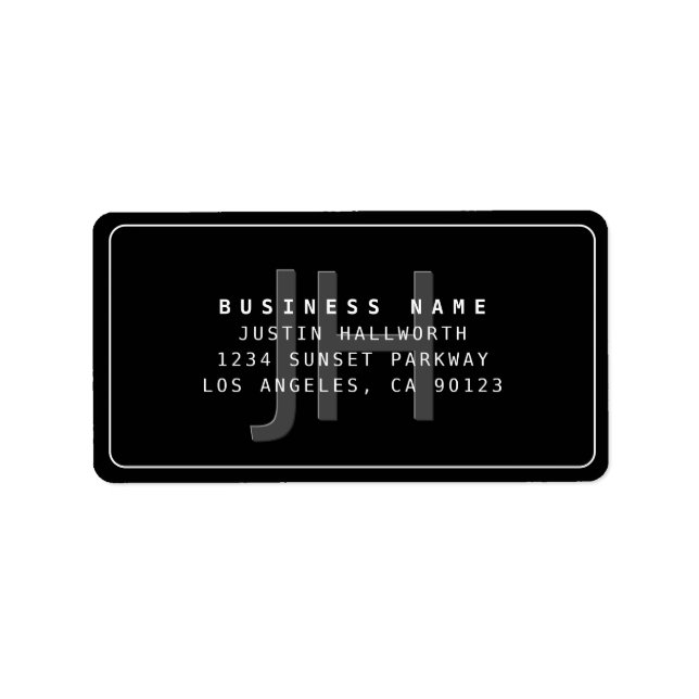 Étiquette Moderne Faux Embossés Monogramme Adresse d'entrepr (Devant)