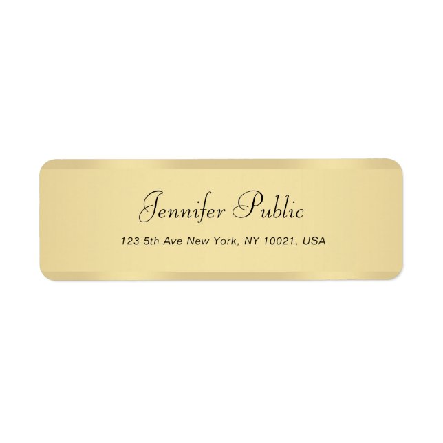 Étiquette Moderne Faux Or manuscrit Script Modèle Chic (Devant)