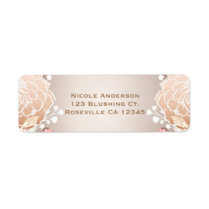Étiquette Moderne Fête de Mariage Florale Rose et Or Tout Év