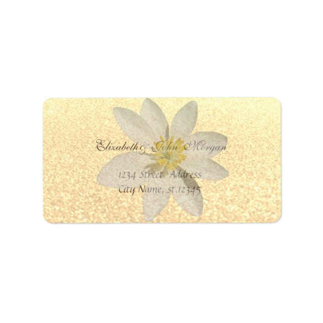 Étiquette Moderne Glamour Chic Faux Or Pailleté, Daisy (Devant)