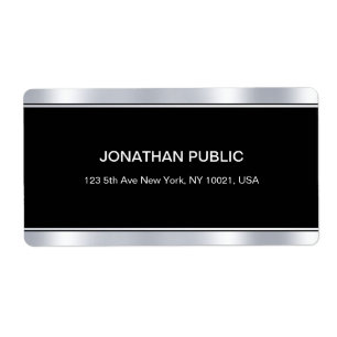 Étiquette Moderne Glamour noir argent Modèle élégant