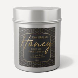 Étiquette moderne Gold Charcoal Honeypeb Honey Api