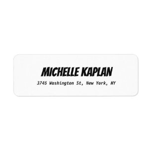 Étiquette Moderne Gras Élégant Noir & Blanc