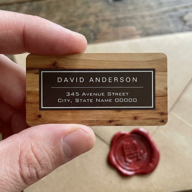 Étiquette Moderne Gras Grain de Bois Élégant (Créateur téléchargé)