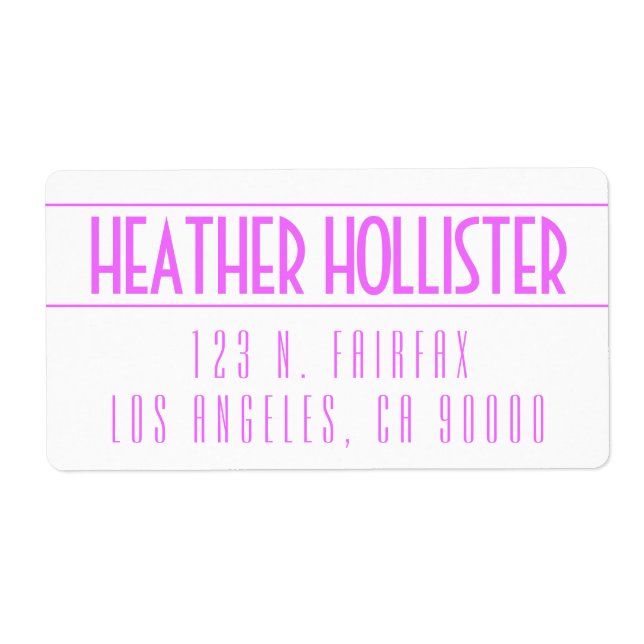 Étiquette Moderne Gras Magenta & Blanc (Devant)