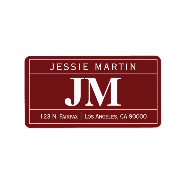 Étiquette Moderne Gras Professionnel | Bourgogne et blanc (Devant)