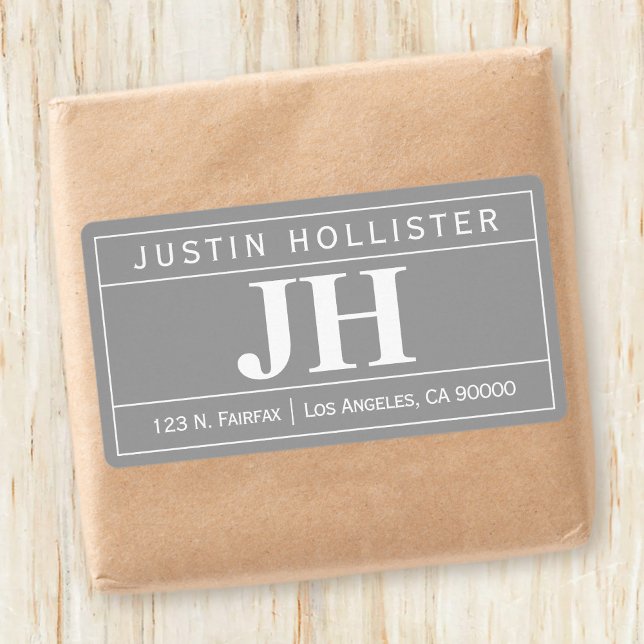 Étiquette Moderne Gras Professionnel | Livraison gris et bla (Créateur téléchargé)