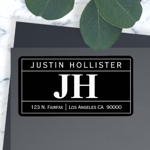 Étiquette Moderne Gras Professionnel   Noir et blanc