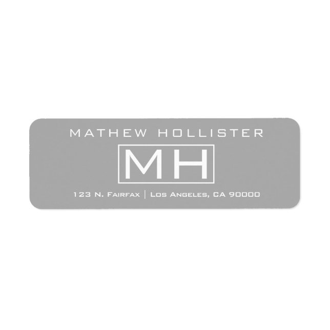 Étiquette Moderne Gris & Blanc Professionnel (Devant)