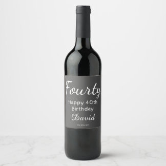 Étiquette moderne Happy 40th Birthday Wine Bottle