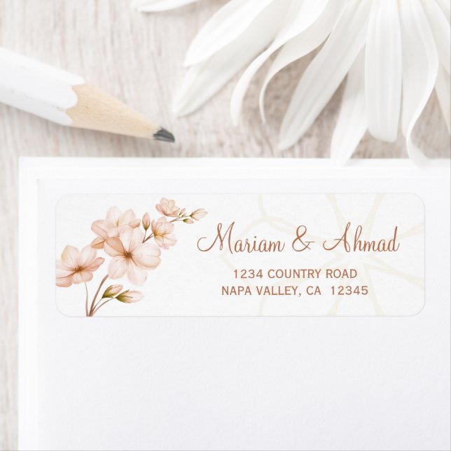 Étiquette Moderne islamique Boho Floral Nikah Adresse de ret (En situation)
