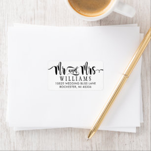 Étiquette Moderne mariage M et Mme Brush Script
