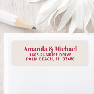 Étiquette Moderne minimaliste Magenta et Ecru Beige