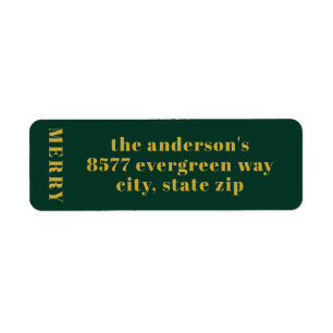 Étiquette Moderne minimaliste Merry Green Adresse de retour