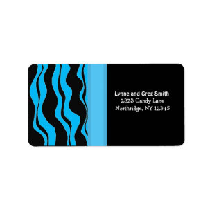 Étiquette Moderne motif zèbre noir et bleu