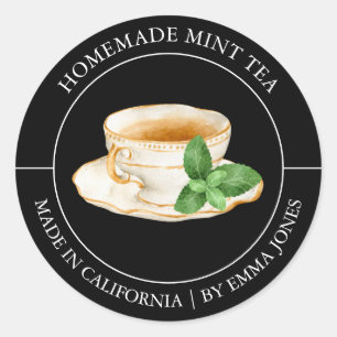 Étiquette moderne pour thé à la menthe