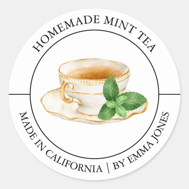 Étiquette moderne pour thé à la menthe (Devant)