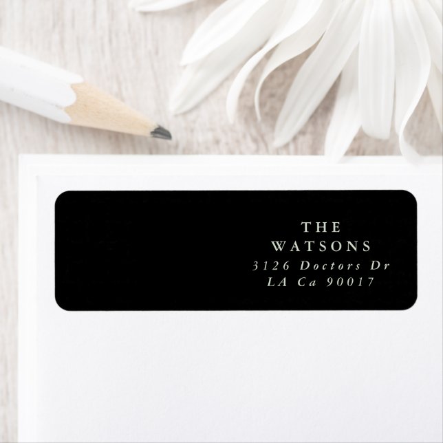 Étiquette Moderne Premium Noir Onyx Plain Mariage simple (En situation)