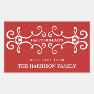 Étiquette moderne/rouge de cadeau de Noël de