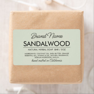 Étiquette Moderne sauge vert cosmétique savon ingrédients ét