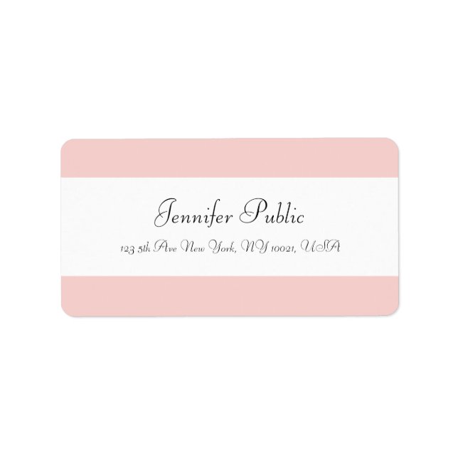 Étiquette Moderne Simple Blush Rose Blanc Chic Calligraphié (Devant)