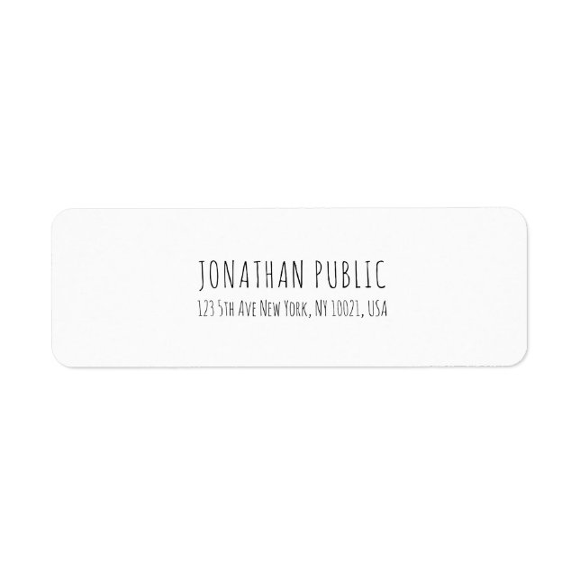 Étiquette Moderne simple élégant blanc élégant (Devant)