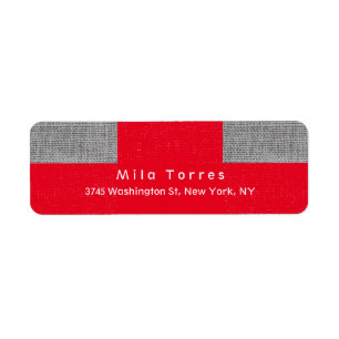 Étiquette Moderne, simple, élégant, Motif gris-rouge unique