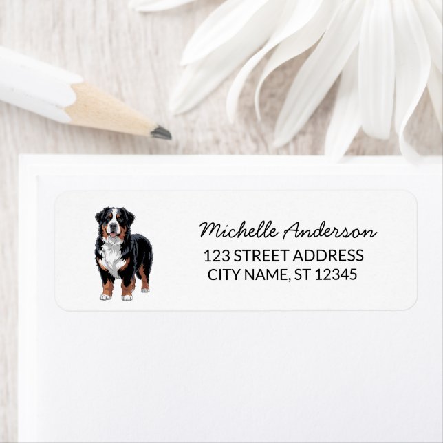 Étiquette Moderne tendance Bernese Mountain Dog Adresse de r (En situation)