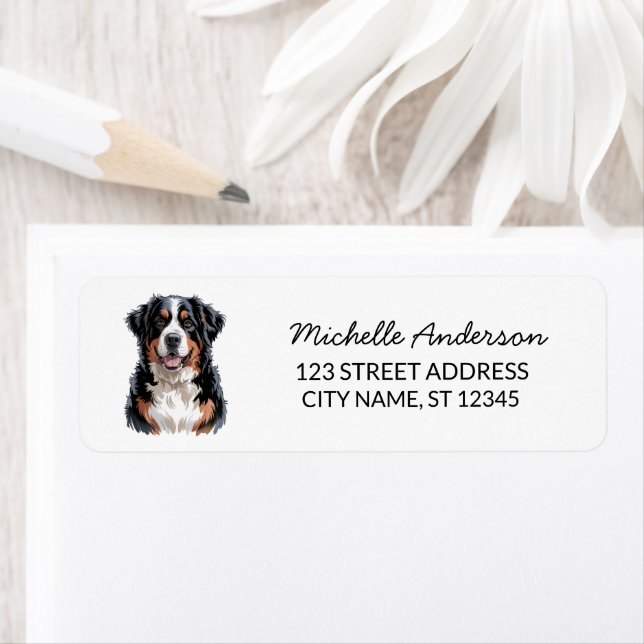 Étiquette Moderne tendance Bernese Mountain Dog Adresse de r (En situation)