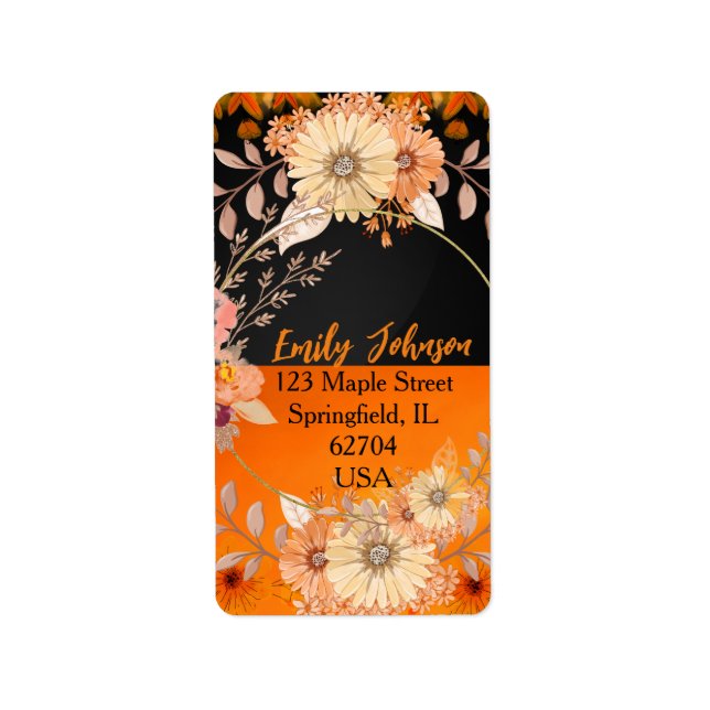Étiquette Moderne tendance chic orange monochrome Boho flora (Devant)
