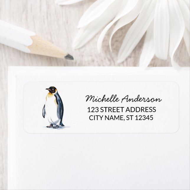 Étiquette Moderne tendance mignonne Penguin Adresse de retou (En situation)