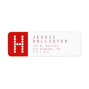 Étiquette Moderne unique Adresse de retour rouge et blanc