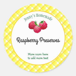 Étiquette Modifiable à Carreaux Jaunes Framboise