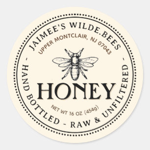 Étiquette modifiable Héraldic Bee Raw Hand Bottt H