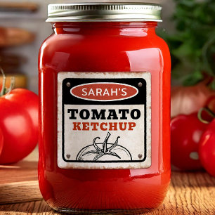 Étiquette modifiable ketchup tomate avec enseigne