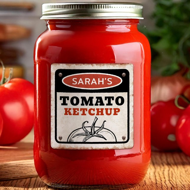 Étiquette modifiable ketchup tomate avec enseigne  (Créateur téléchargé)
