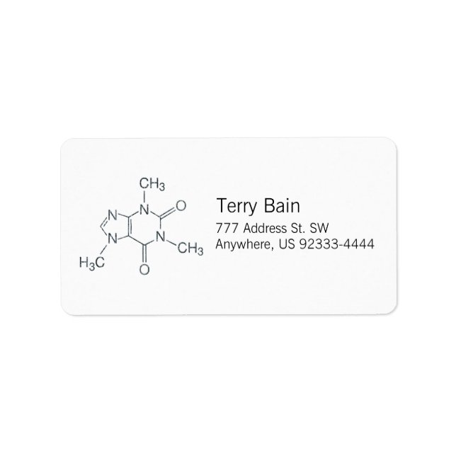 Étiquette Molécule de caféine pour les amateurs de café (Devant)