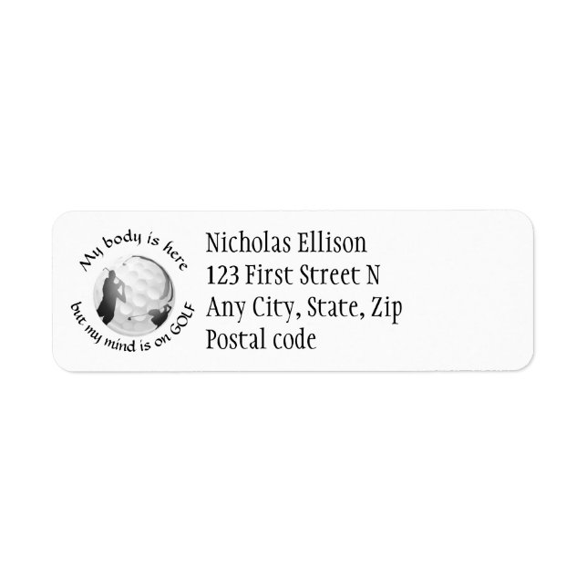 Étiquette Mon corps ici Mon esprit sur Golf amusant Citation (Devant)