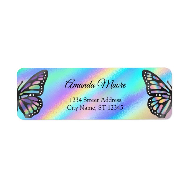 Étiquette Monarque papillon holographe ailes modernes (Devant)